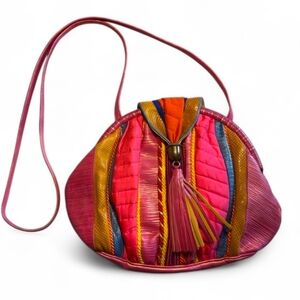 80's 90's Sharif Colorful Women's Bag with Tassel Accent Crossbody Handbag